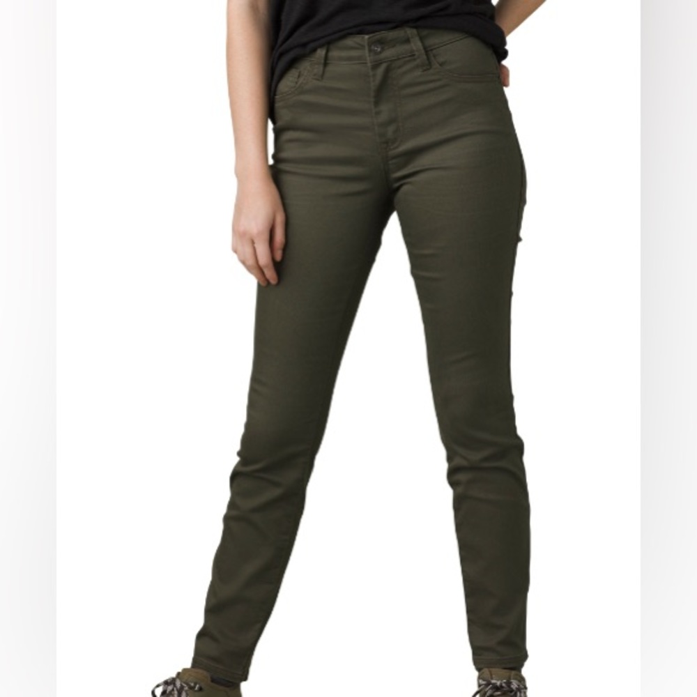 Prana Oday jeans denim skinny pants green stretch cotton high rise size 4 new